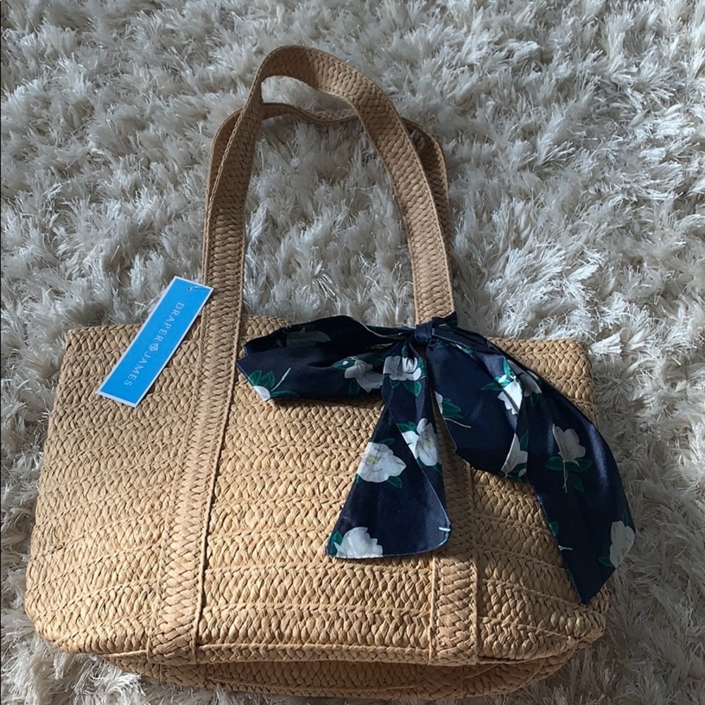 NWT Draper James Straw Bag (removable scarf) - Picture 5 of 6